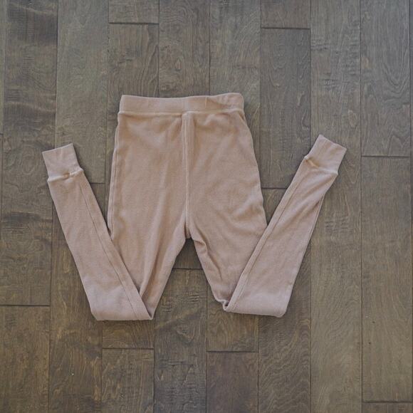 Skims Long John Leggings Womens Small Beige Ribbed Lightweight Stretch Pull On - Picture 4 of 10